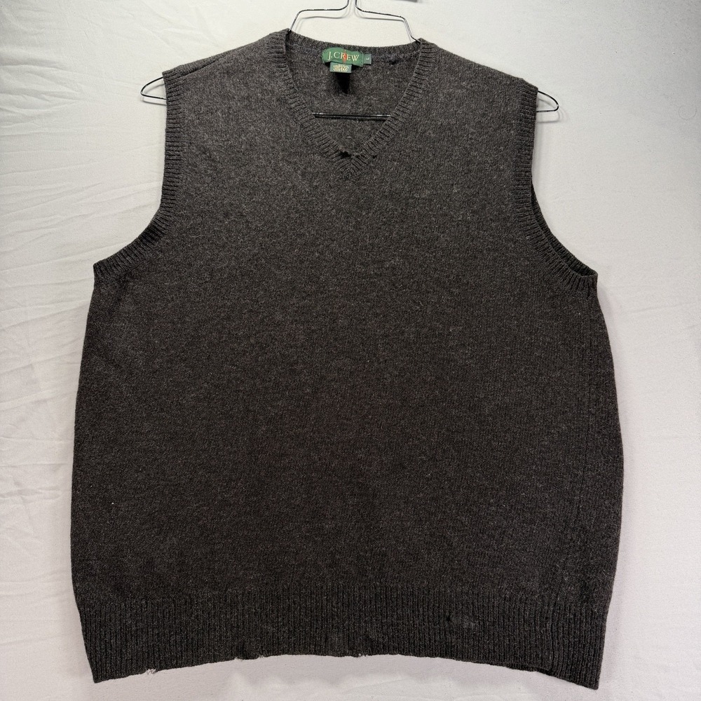 Vintage J Crew Oarsman Sweater Vest Mens Large Charcoal Gray Knit Wool